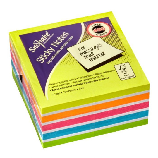 Viestilappukuutio 76x76 Snopake Multicolour