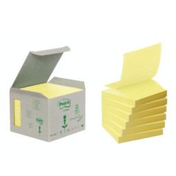 Post-It 330 EKO Z-Notes 76x76mm Recycled viestilappu, 6 kanariankeltaista nidettä pakkauksessa