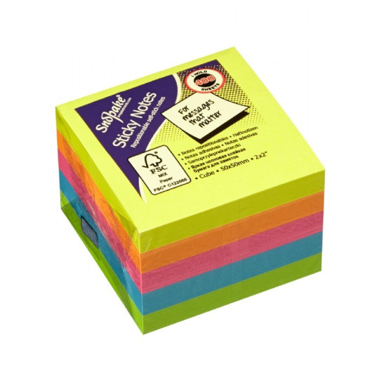 Muistilappukuutio 51x51mm neonlajitelma