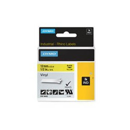 Dymo RP 12mm Vinyyliteippi musta/keltainen 18432