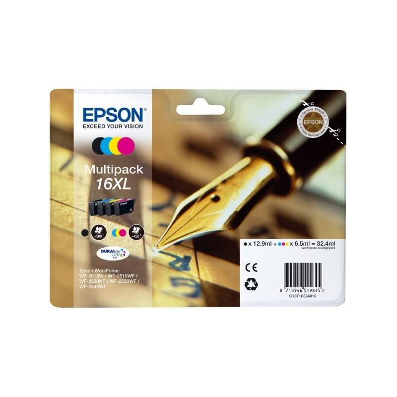 Epson T1636 (16XL) Multipack 4 mustepatruunaa CMYK