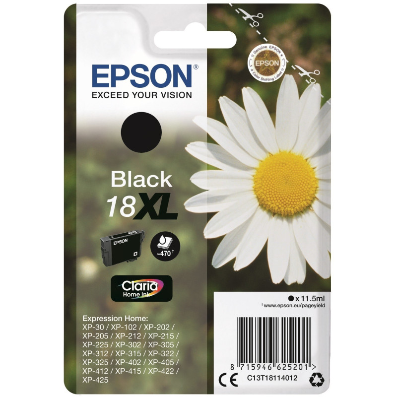Epson T1811 (18XL) Musta Mustepatruuna