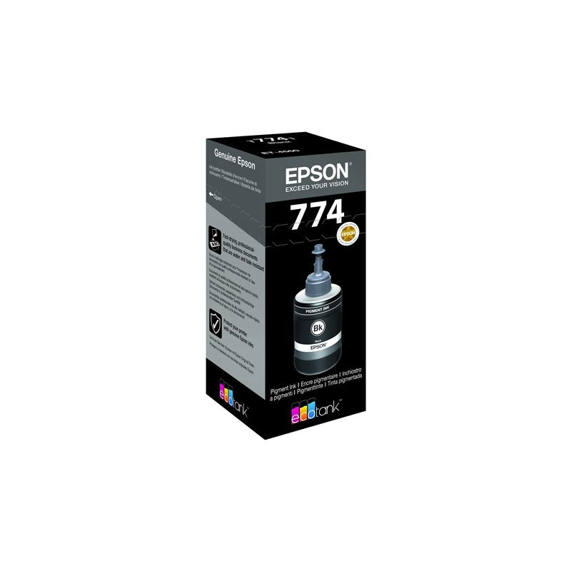 Epson 774 EcoTank Musta Mustesäiliö. Alkuperäinen 140 ml:n täytemuste, jolla tulostat jopa 6000 sivua.