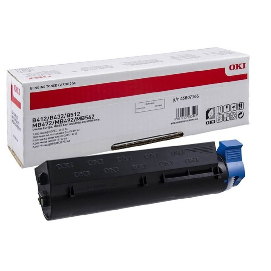 OKI B412/B432/MB472/MB492/MB562 Musta Värikasetti 7K