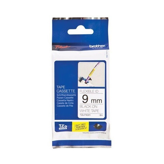 Brother TZe-FX221 9mm Musta/Valkoinen (P-Touch FLEX)