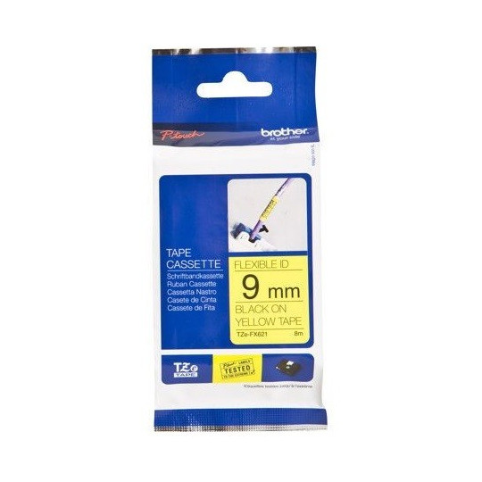 Brother TZe-FX621 9mm Musta/Keltainen (P-Touch FLEX)