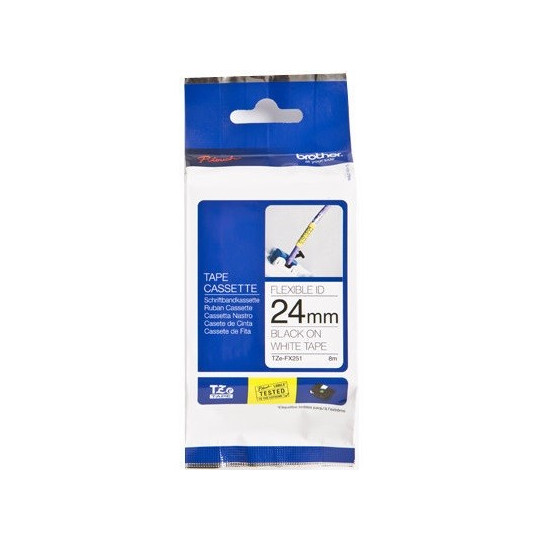 Brother TZe-FX251 24mm Musta/Valkoinen (P-Touch FLEX)