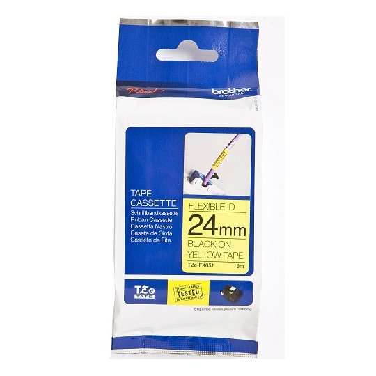 Brother TZe-FX651 24mm Musta/Keltainen (P-Touch FLEX)