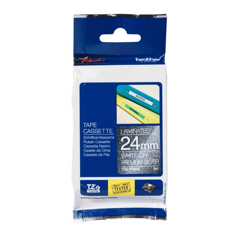 Brother TZe-PR955 24mm Valkoinen/Hopea (P-Touch)