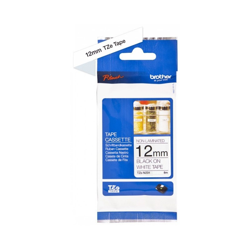 Brother TZe-N231 12mm Musta/Valkoinen (P-Touch) LAMINOIMATON