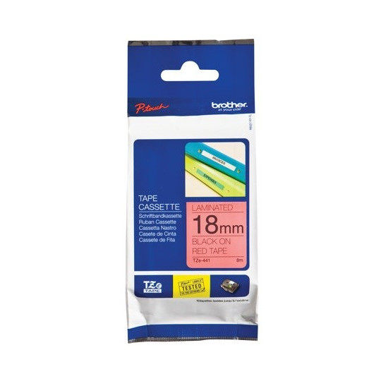 Brother TZe-441 18mm Musta/Punainen (P-Touch)