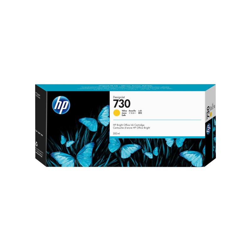 HP No 730 Yellow 300ml Mustepatruuna (P2V70A)