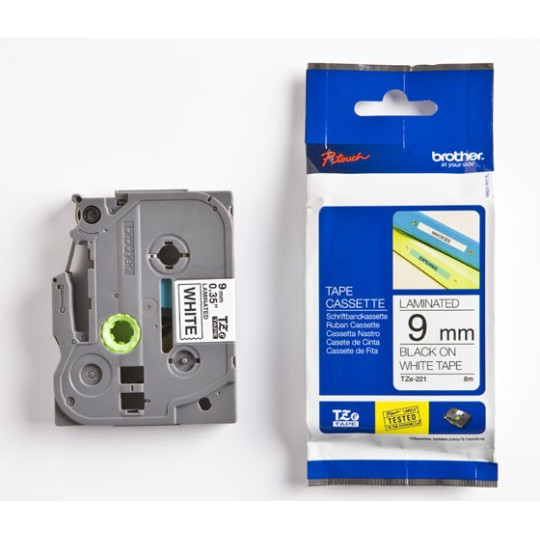 Brother TZe-221 9mm Musta/Valkoinen (P-Touch)