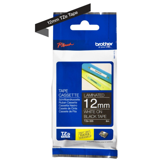 Brother TZe-335 12mm Valkoinen/Musta (P-Touch)