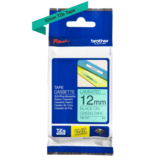 Brother TZe-731 12mm Musta/Vihreä (P-Touch)