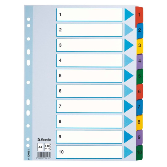 Numerohakemisto 1-10 Esselte Mylar A4 100161