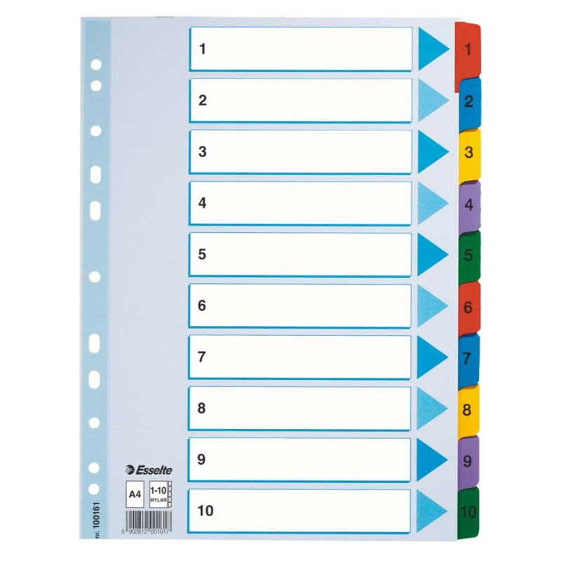 Numerohakemisto 1-10 Esselte Mylar A4 100161
