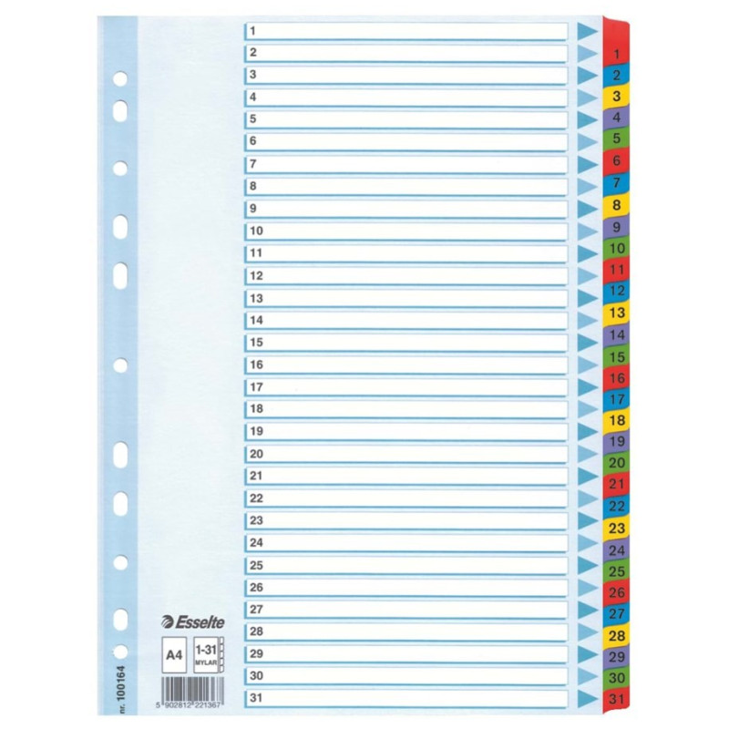 Numerohakemisto 1-31 Esselte Mylar A4 100164