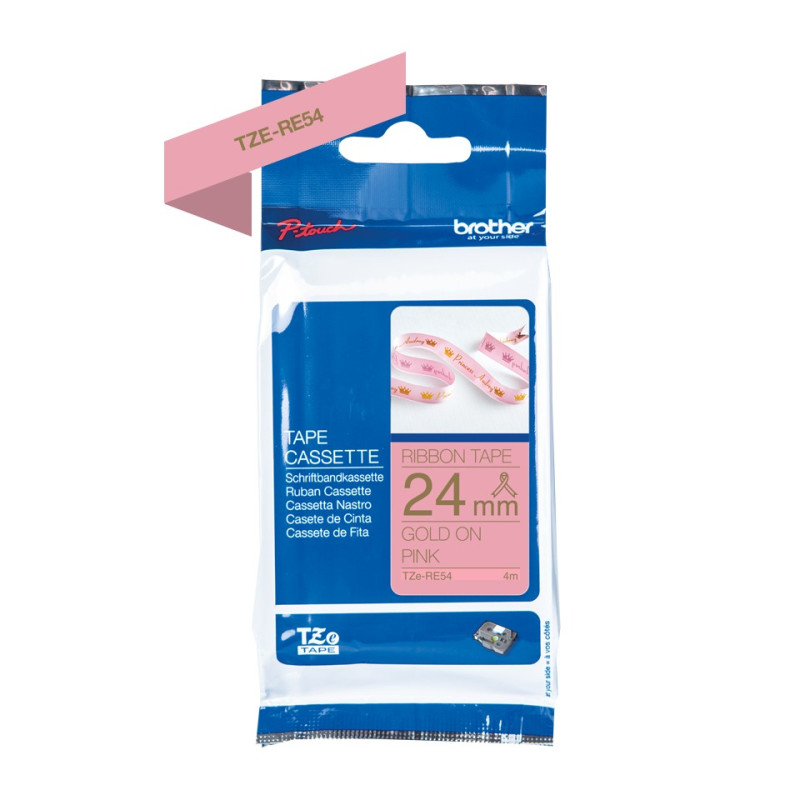 Brother TZe-RE54 24mm Satiininauha kulta/pinkki (P-Touch)