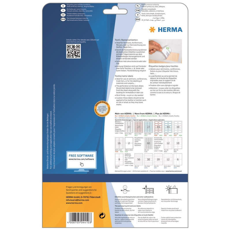 Nimitarra Herma 4410 80x50mm Sininen/Valkoinen