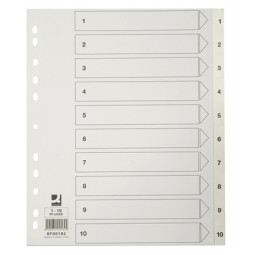 Numerohakemisto 1-10 ylileveä muovi