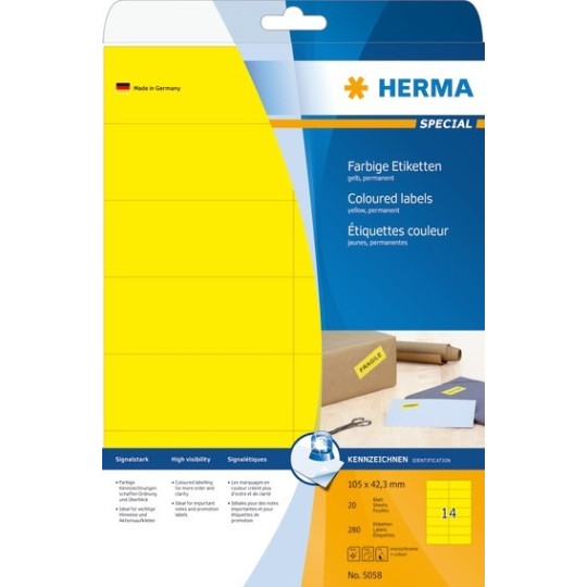 Herma 5058 tarra 105x42,3mm Keltainen