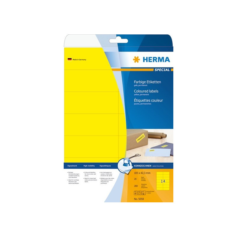 Herma 5058 tarra 105x42,3mm Keltainen
