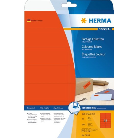 Herma 5059 tarra 105x42,3mm Punainen