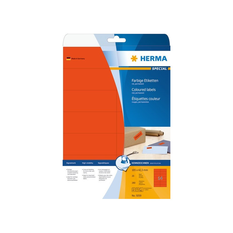 Herma 5059 tarra 105x42,3mm Punainen