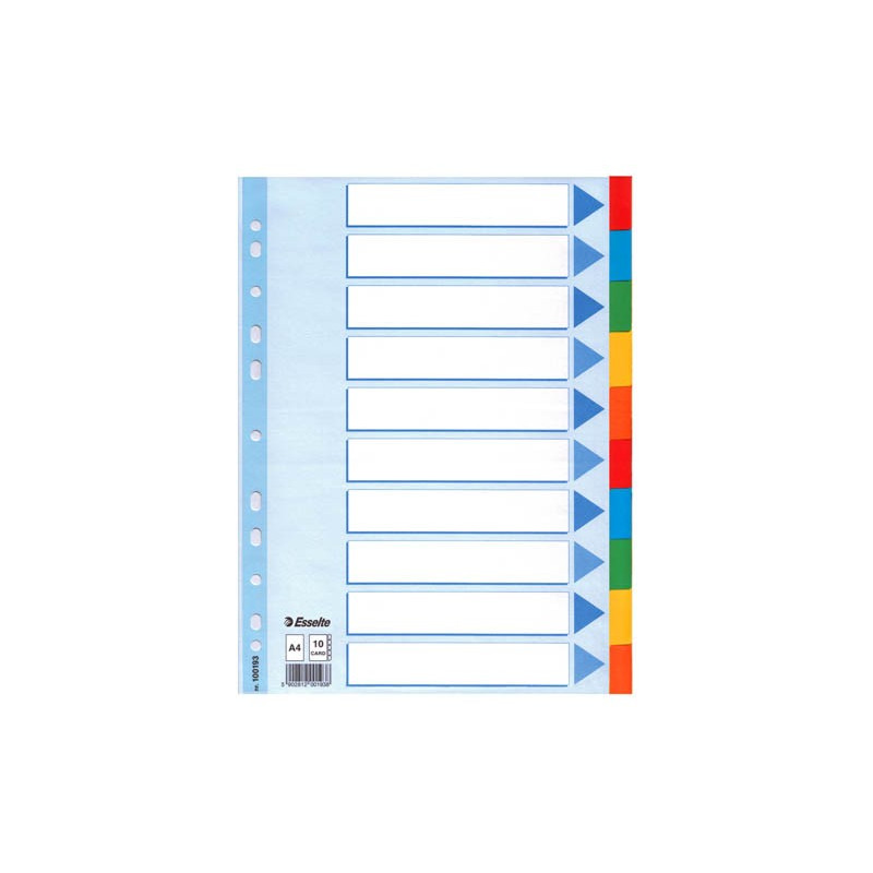 Hakemisto Esselte A4 kartonki 10-os moniväri