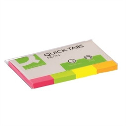 Merkkilaput 20x50mm 4 väriä QC - paperiset teippimerkit 4x50 kpl neonvärilajitelmana.