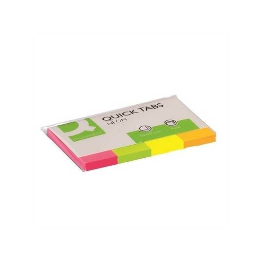 Merkkilaput 20x50mm 4 väriä QC - paperiset teippimerkit 4x50 kpl neonvärilajitelmana.