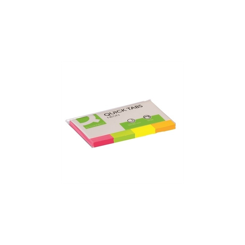 Merkkilaput 20x50mm 4 väriä QC - paperiset teippimerkit 4x50 kpl neonvärilajitelmana.