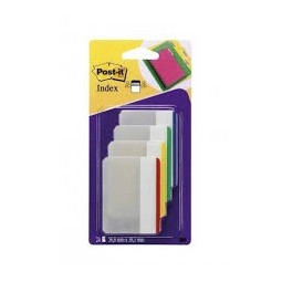 Post-It 686F Index 38x51mm Värilajitelma 24 lappua - päällekirjoitettava ja uudelleenkäytettävä merkkiteippi