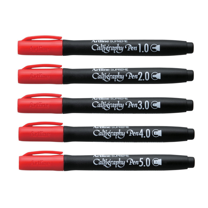 Kalligrafiakynäsarja Punainen 5kpl 1-5mm Artline 240