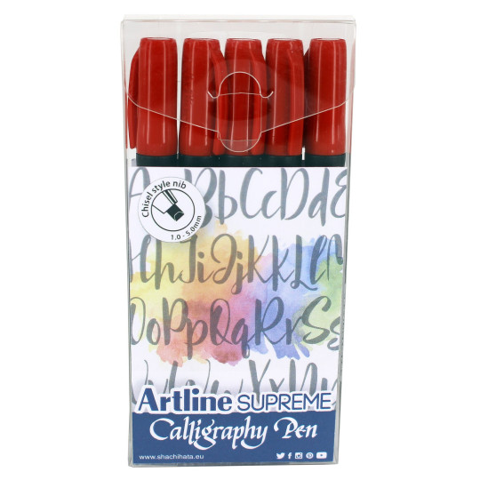 Kalligrafiakynäsarja Punainen 5kpl 1-5mm Artline 240