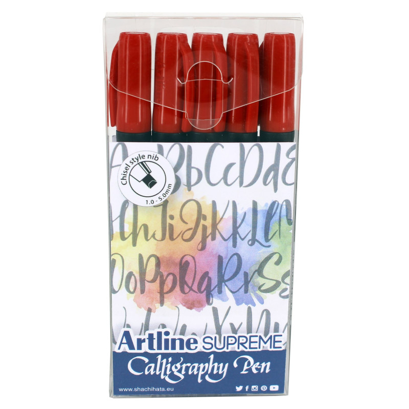 Kalligrafiakynäsarja Punainen 5kpl 1-5mm Artline 240