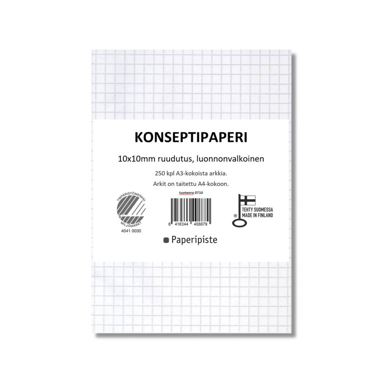 Konseptipaperi A3 10x10mm /250 - kotimainen laatutuote