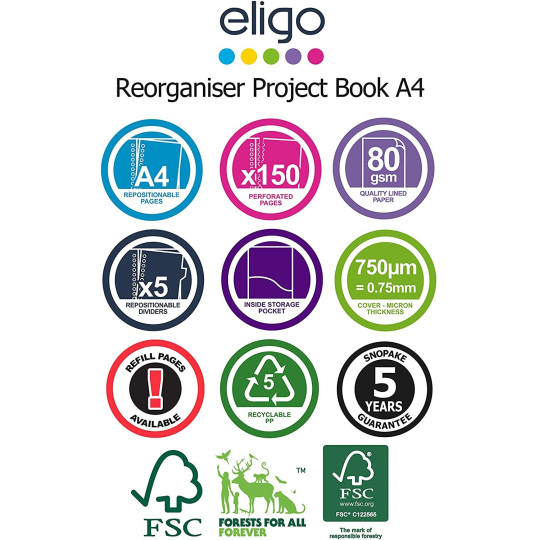 Muistikirja A4 Eligo ReOrganiser - tyylikäs, pitkäikäinen kumppani muistiinpanoille