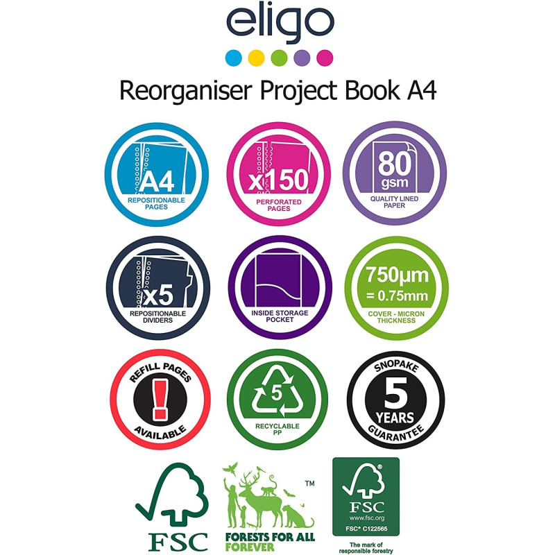 Muistikirja A4 Eligo ReOrganiser - tyylikäs, pitkäikäinen kumppani muistiinpanoille
