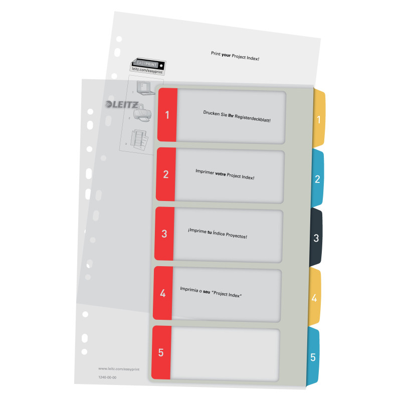Numerohakemisto 1-5 A4+ Tulostettava Leitz L:Print Cosy