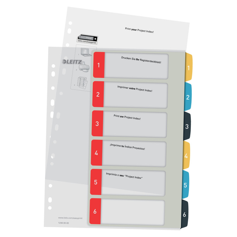 Numerohakemisto 1-6 A4+ Tulostettava Leitz L:Print Cosy