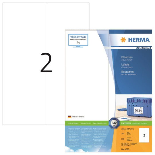 Herma 4282 Monikäyttötarra 105x297 mm 2-jak. /200