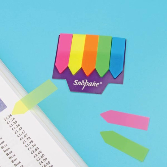 Snopake Index Tab Nuoli 44x12mm /125kpl - neonvärilajitelma laadukkaaseen merkintään