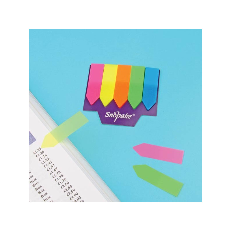 Snopake Index Tab Nuoli 44x12mm /125kpl - neonvärilajitelma laadukkaaseen merkintään