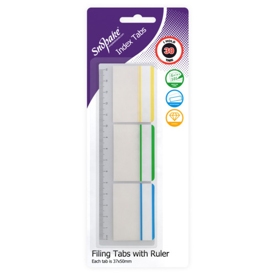 Snopake Index Tab 37x50mm + viivain /30kpl