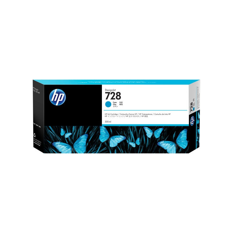 HP 728 Cyan 300ml Mustepatruuna