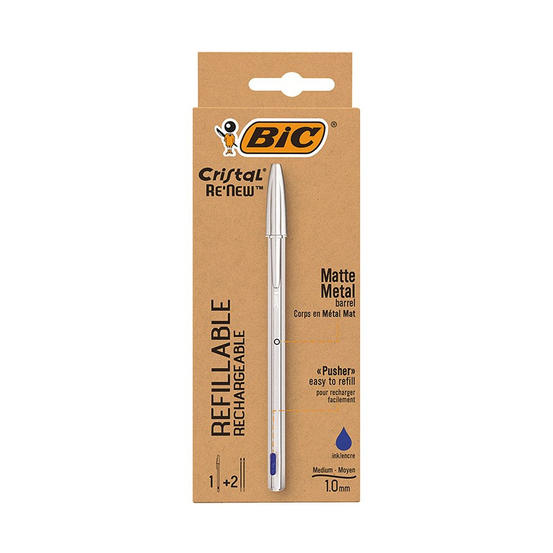 Kuulakynä Bic Cristal ReNew + 2 täyttösäiliötä – korkealaatuinen klassikkotuote!