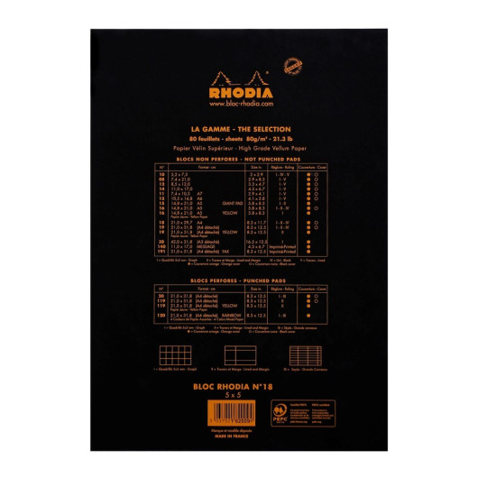 Avolehtiö A4 Rhodia N°18 Ruudutettu