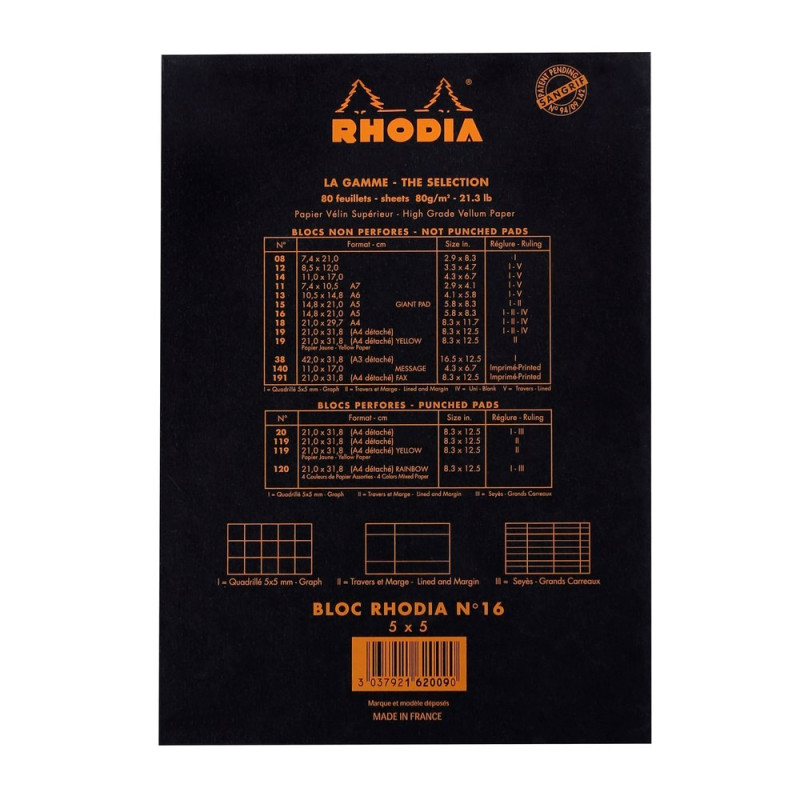 Avolehtiö A5 Rhodia N°16 Ruudutettu